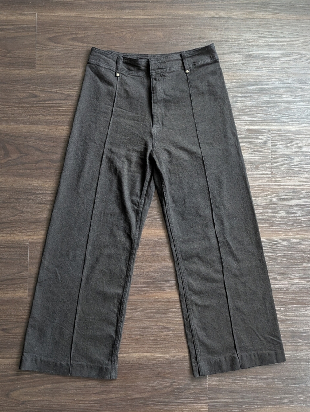 Zara High Rise Wide Leg Trouser Jeans 12 Black 90s Minimalist Goth